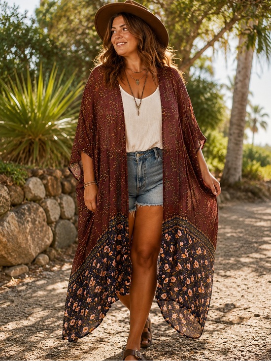 NATURAL LIFE Other - Natural Life Boho Floral Kimono Duster Mixed Print Festival Cardigan 💐